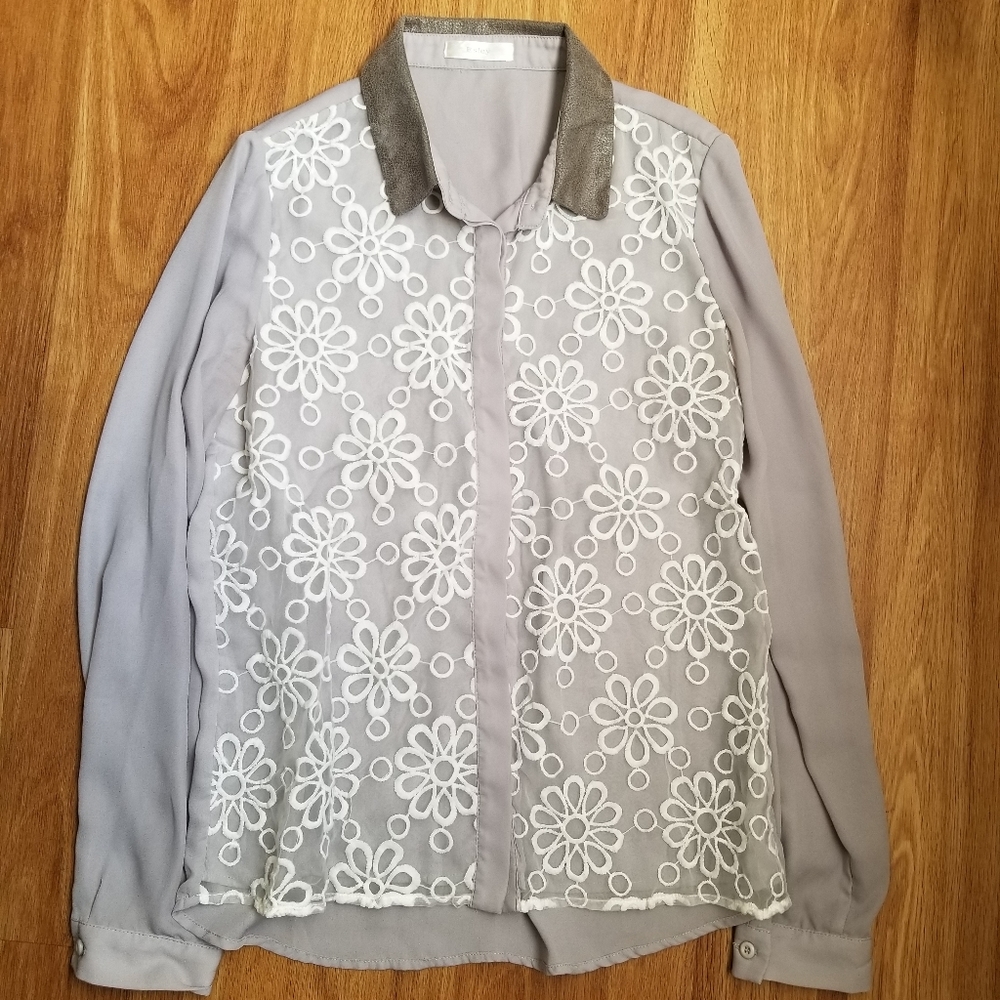 Gray Blouse with flowers